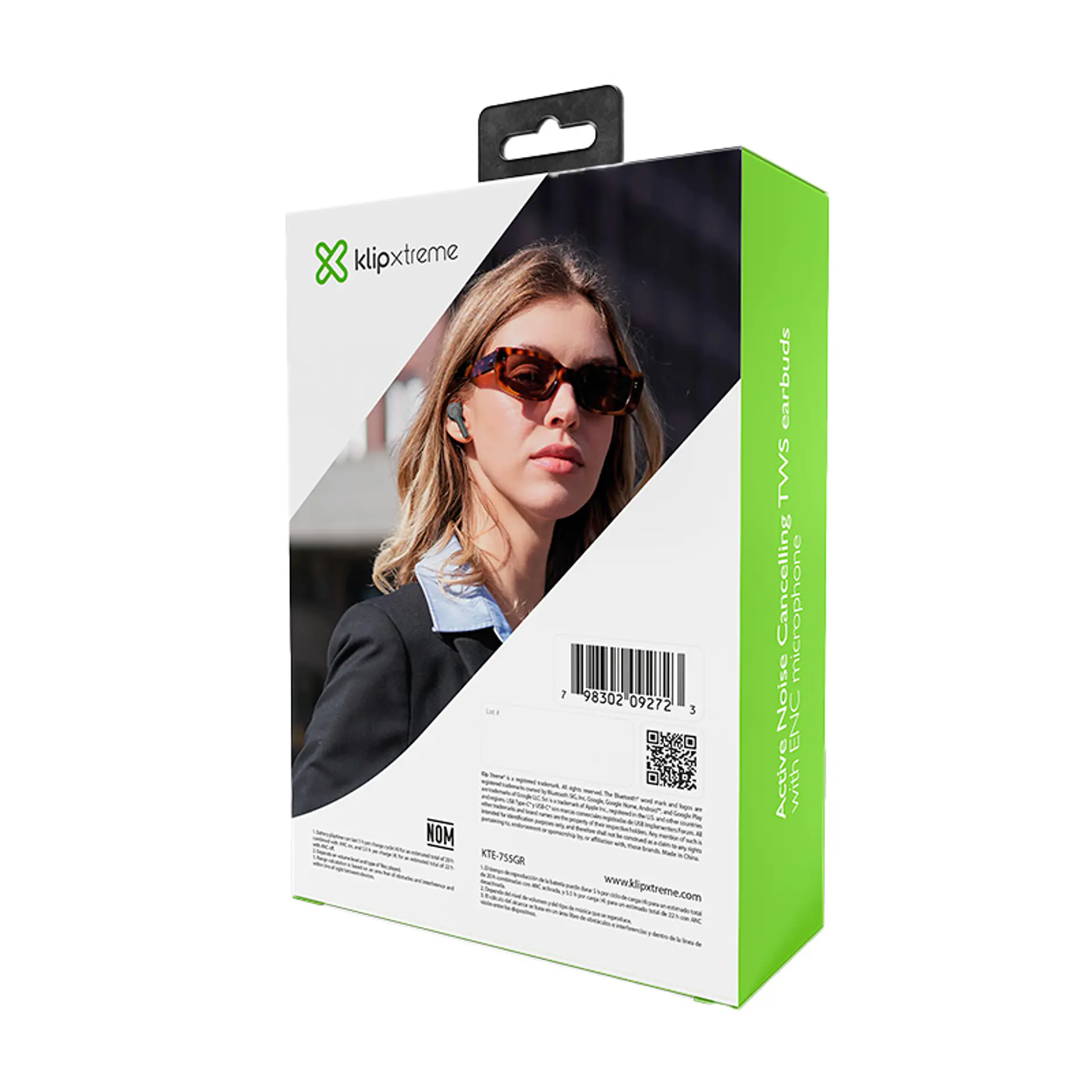 Audífonos TWS Klip Xtreme EdgeBuds KTE-755GR con ANC, ENC y estuche LED - Gris por mayor 5