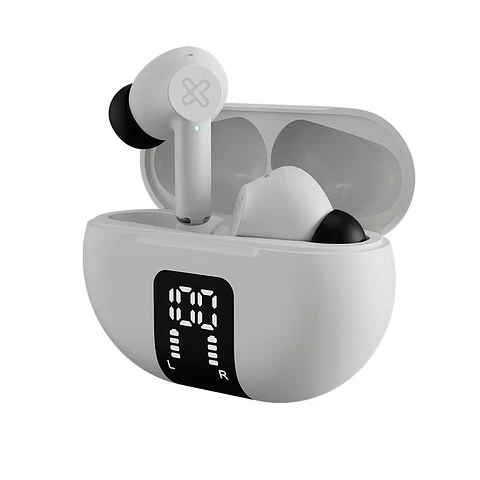 Audífonos TWS Klip Xtreme EdgeBuds KTE-755WH con ANC, ENC y estuche LED - Blanco por mayor