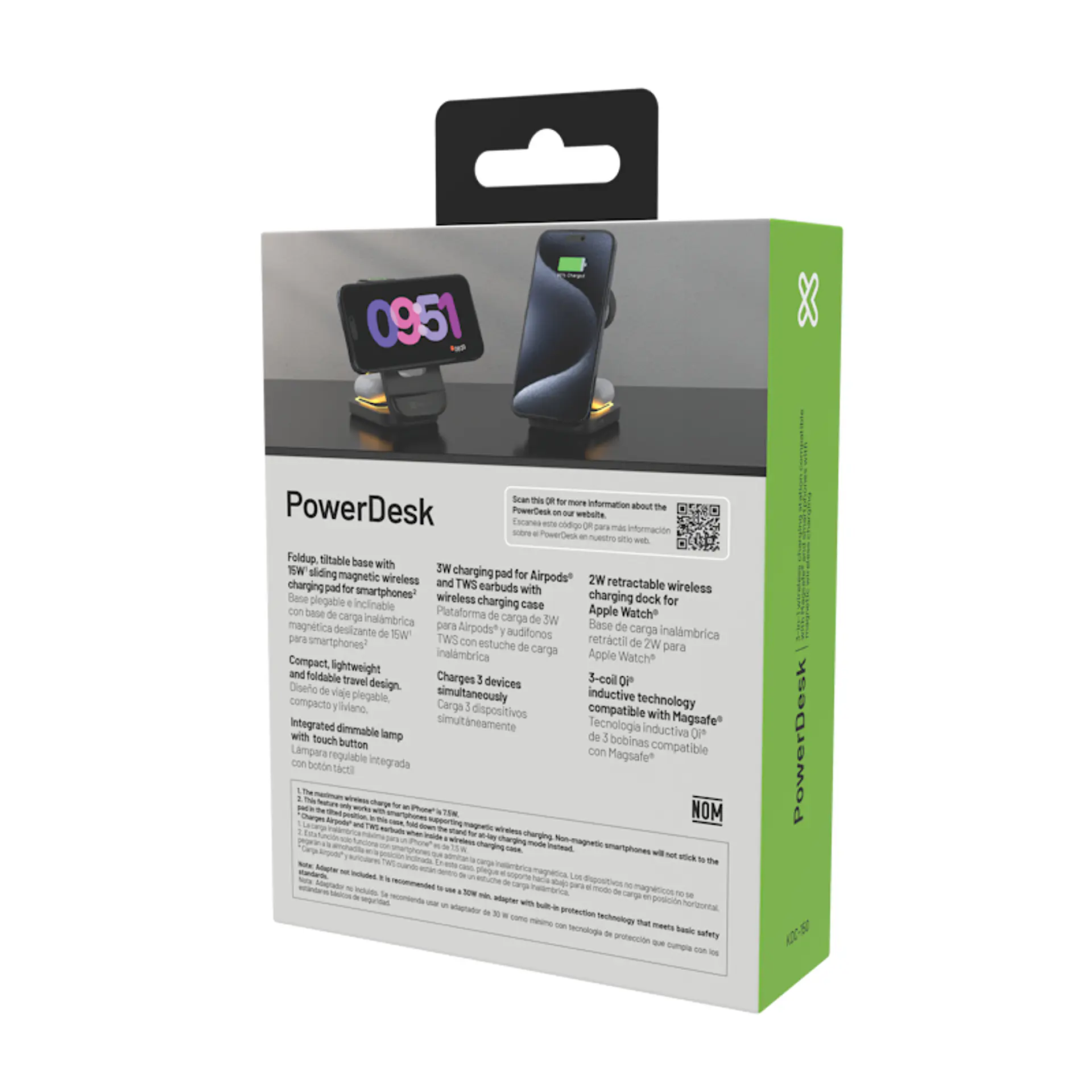 Cargador inalámbrico 3 en 1 Klip Xtreme PowerDesk Lite KDC-150 plegable 15 W negro por mayor 3