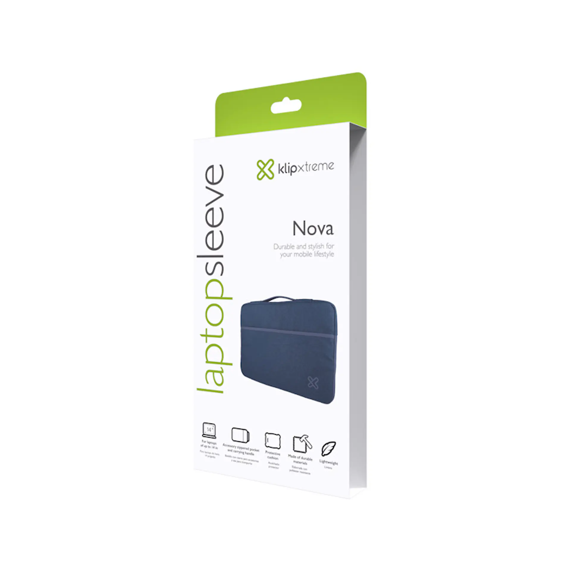 Funda para notebook con asa Klip Xtreme Nova KNS-425BL 14″ azul por mayor 3