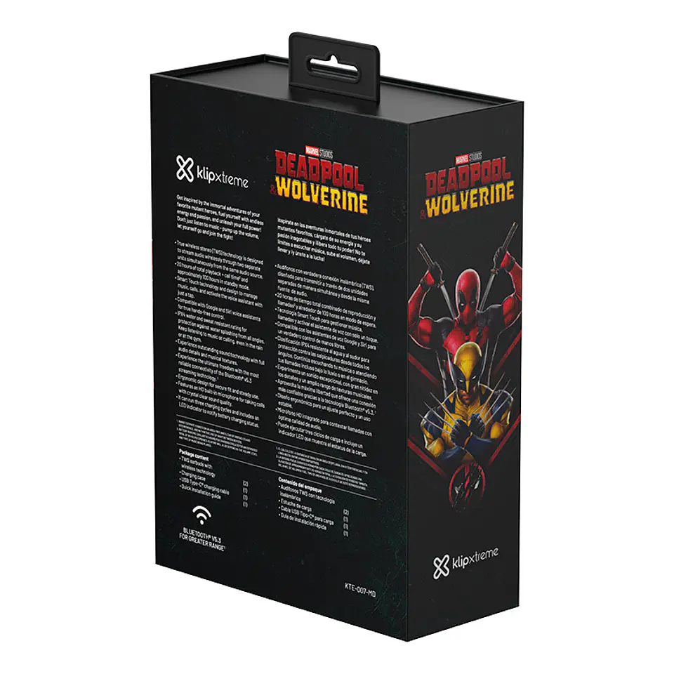 Audífonos TWS Klip Xtreme TuneXbuds KTE-007MD Deadpool y Wolverine Bluetooth - Negro por mayor 5