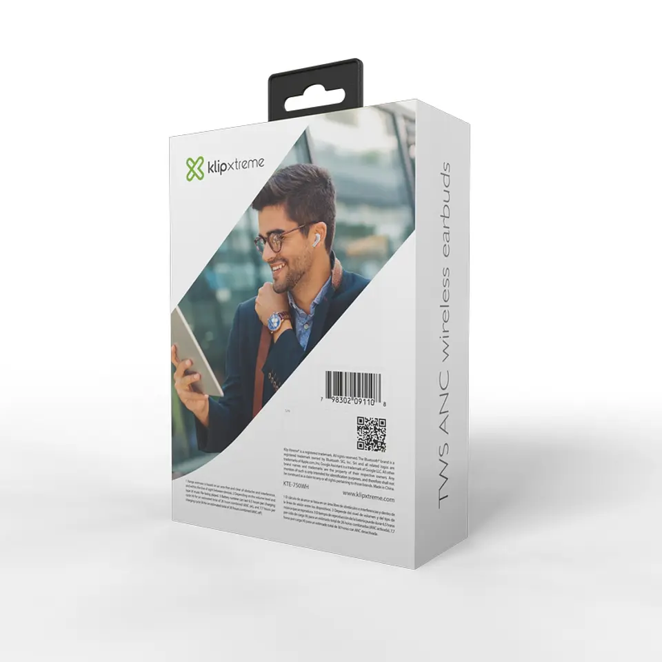 Audífonos TWS Klip Xtreme EdgebudsPro KTE-750WH con ANC y modo ambiente - Blanco por mayor 3