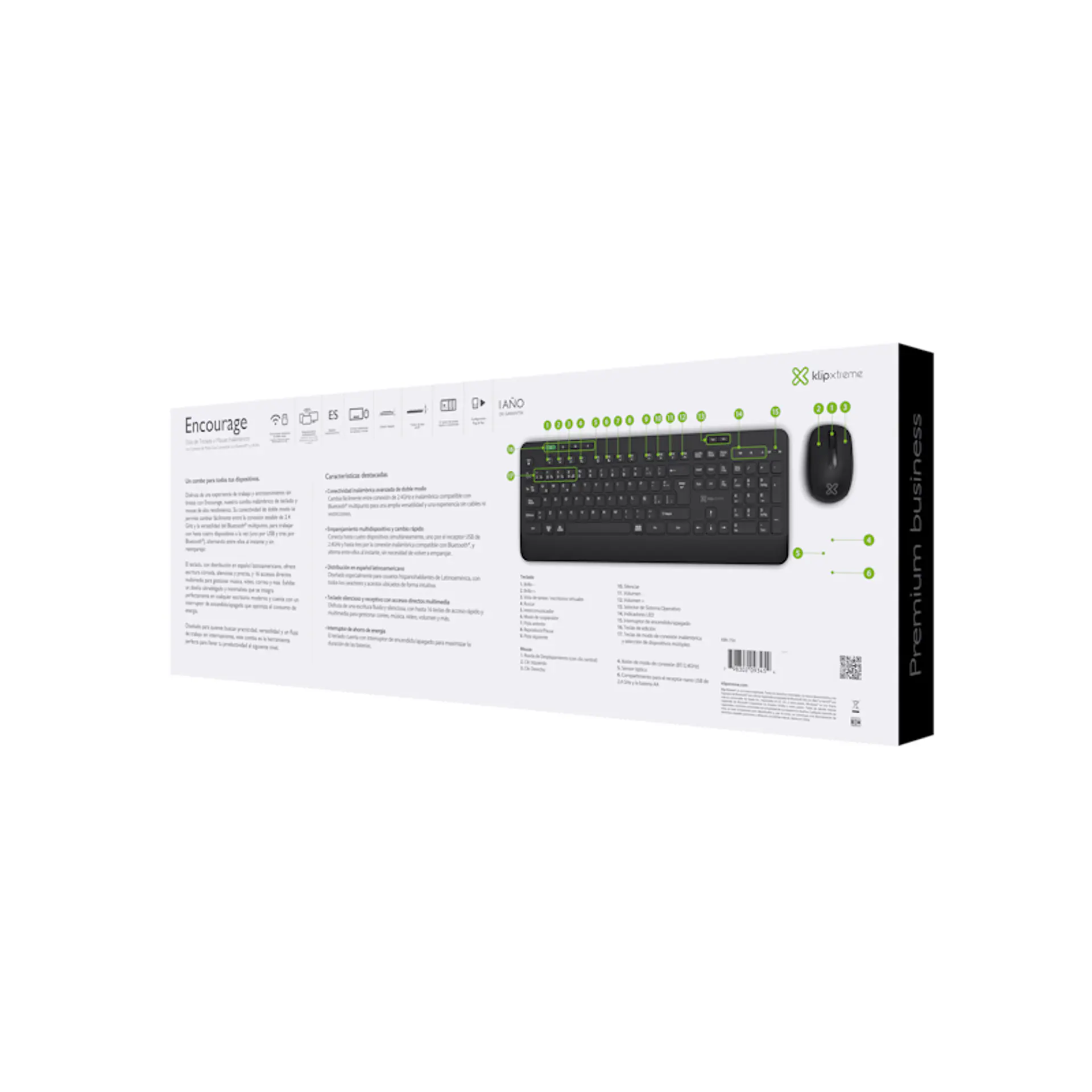 Combo teclado y mouse inalámbrico Klip Xtreme Encourage KBK-750 Bluetooth y 2,4 GHz negro por mayor 3