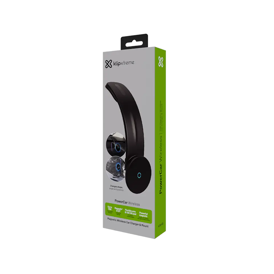 Cargador inalámbrico para auto Klip Xtreme PowerCar Inalámbrico KCW-505 magnético 15 W plegable negro por mayor 2