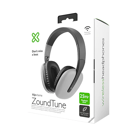 Audífonos Bluetooth Klip Xtreme ZoundTune KWH-010GR plegables de 40 mm - Plateado por mayor