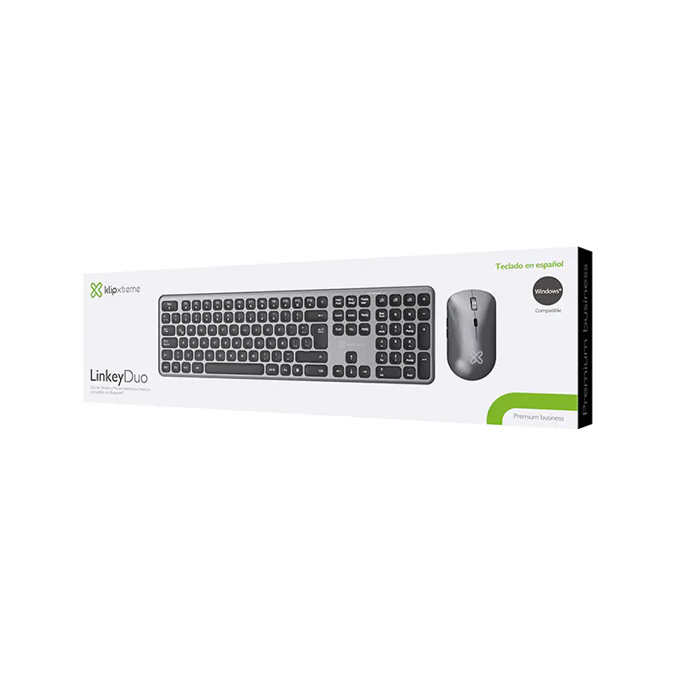 Combo teclado y mouse Bluetooth Klip Xtreme Linkey Duo KBK-850 recargable en español gris y plateado por mayor 2
