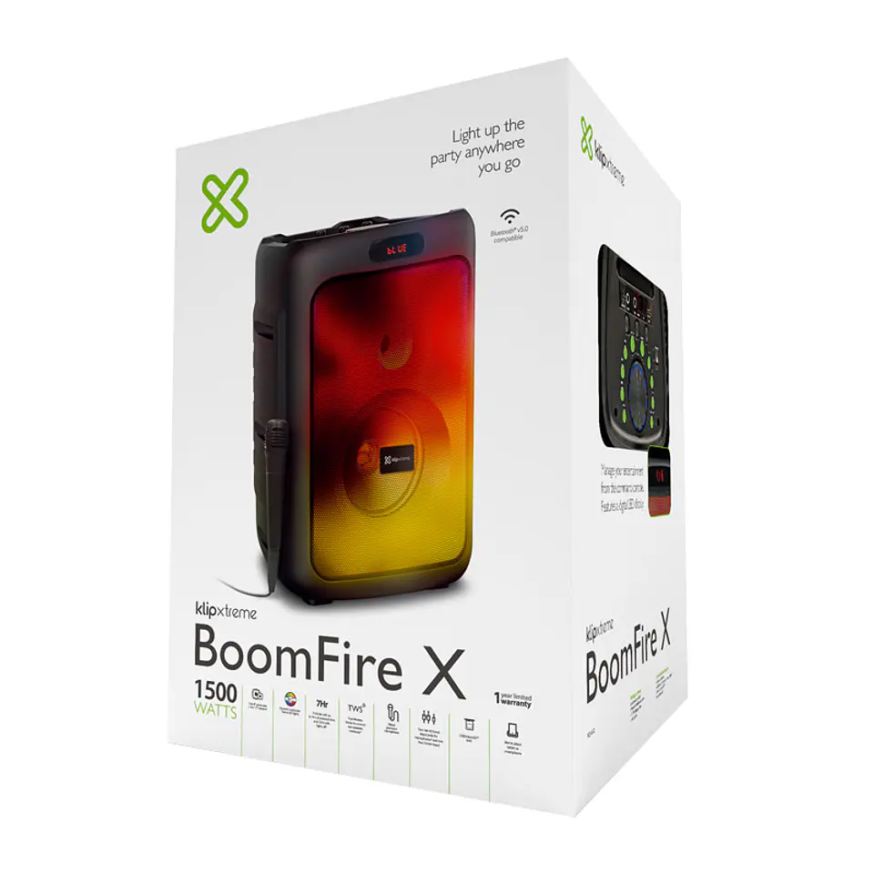 Parlante para karaoke Klip Xtreme BoomFire X KLS-652 100 W RMS de 8 pulgadas con micrófono - Negro por mayor 4