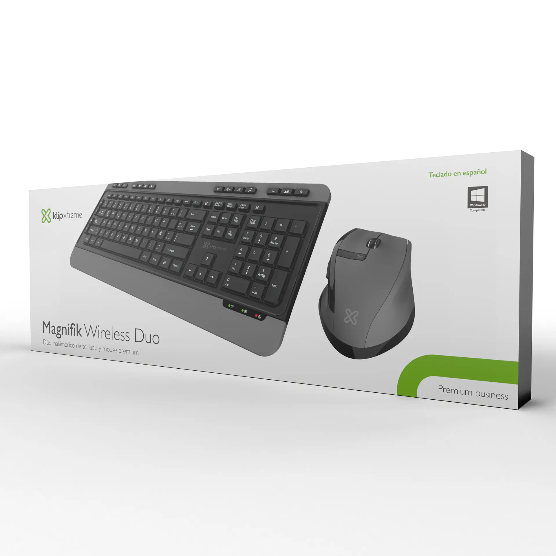 Combo teclado y mouse inalámbrico Klip Xtreme Magnifik Wireless Duo KBK-520 ergonómico en español negro y gris por mayor 2