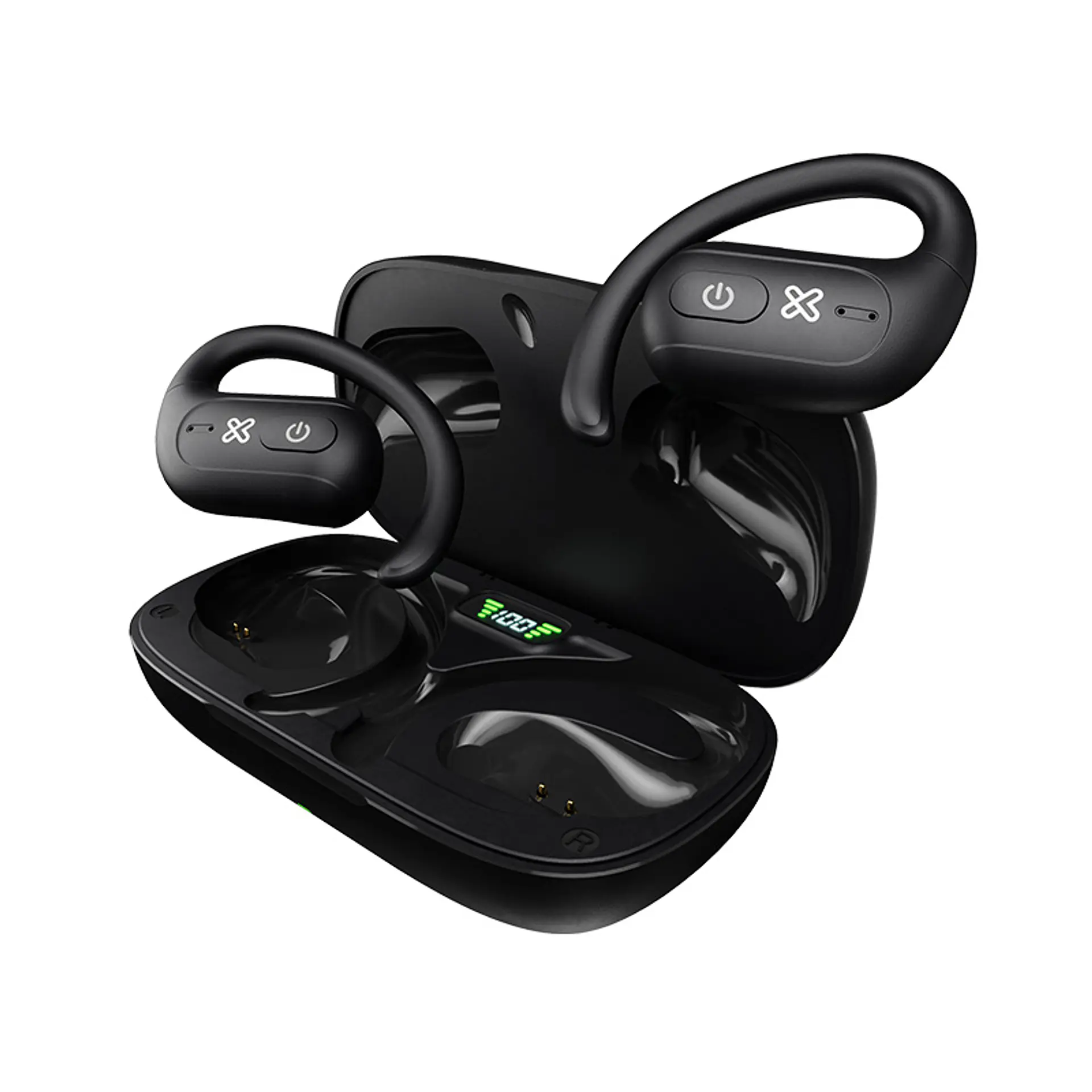 Audífonos open-ear Klip Xtreme Openbuds KOE-250BK Bluetooth con ganchos y micrófono ENC - Negro por mayor 1