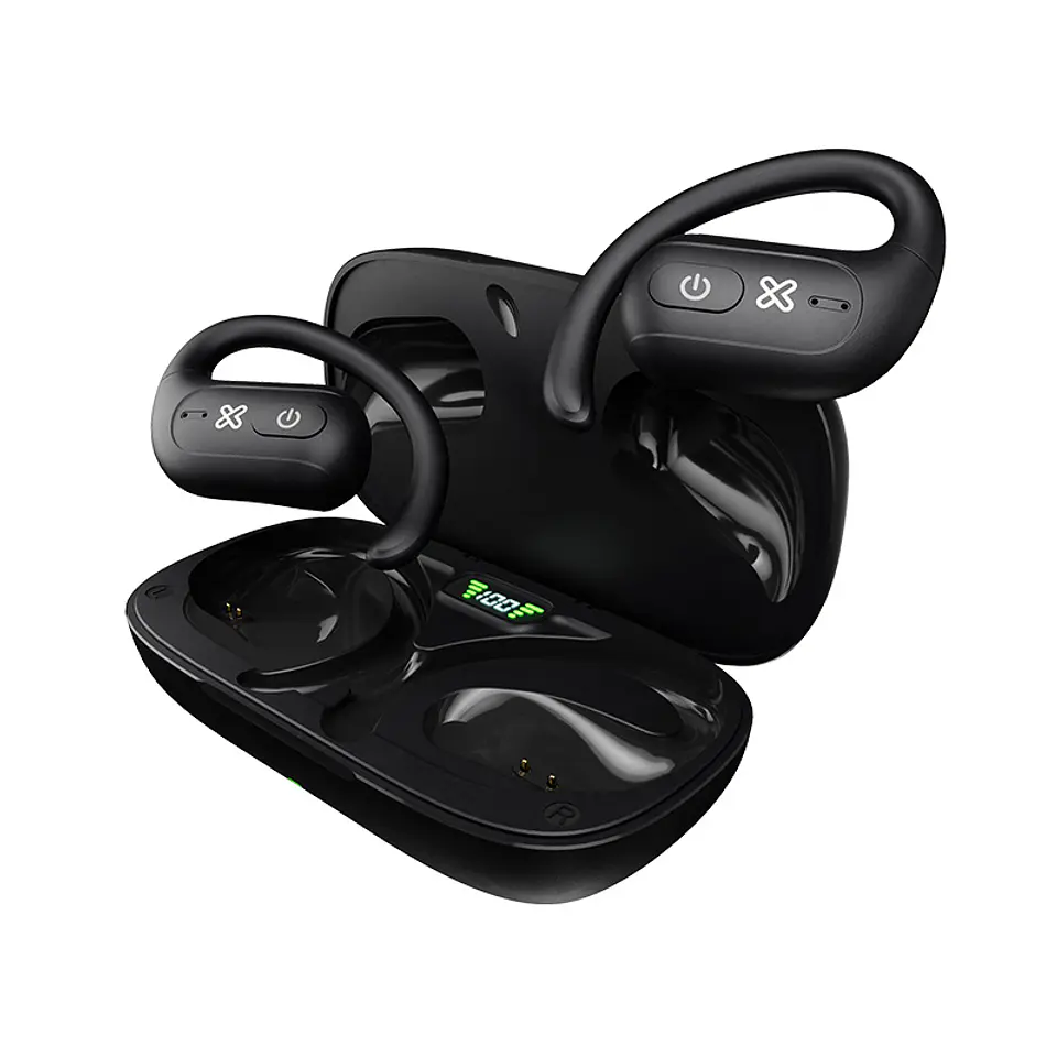 Audífonos open-ear Klip Xtreme Openbuds KOE-250BK Bluetooth con ganchos y micrófono ENC - Negro por mayor 1