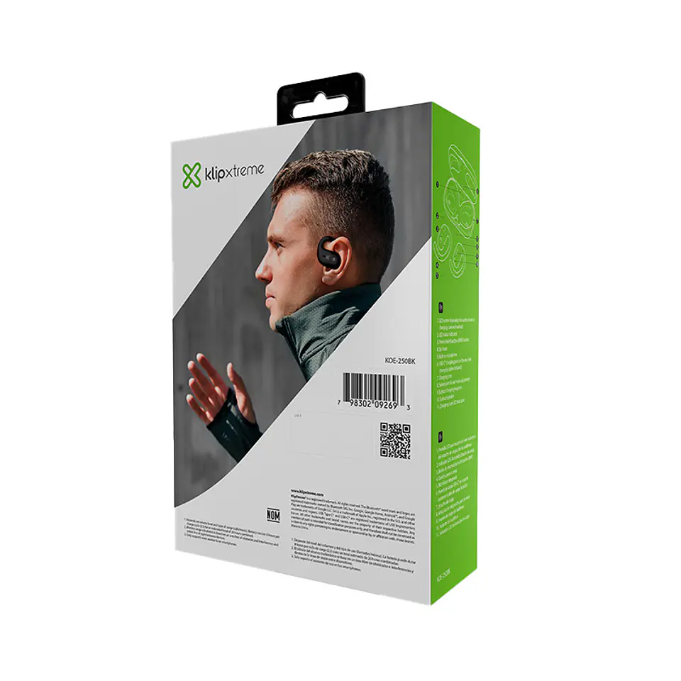 Audífonos open-ear Klip Xtreme Openbuds KOE-250BK Bluetooth con ganchos y micrófono ENC - Negro por mayor 5