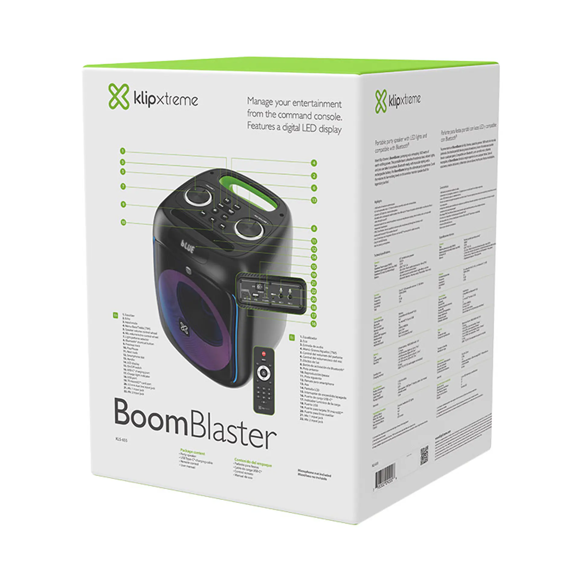 Parlante para karaoke Klip Xtreme BoomBlaster KLS-655 120 W RMS con luces LED y control remoto - Negro por mayor 5