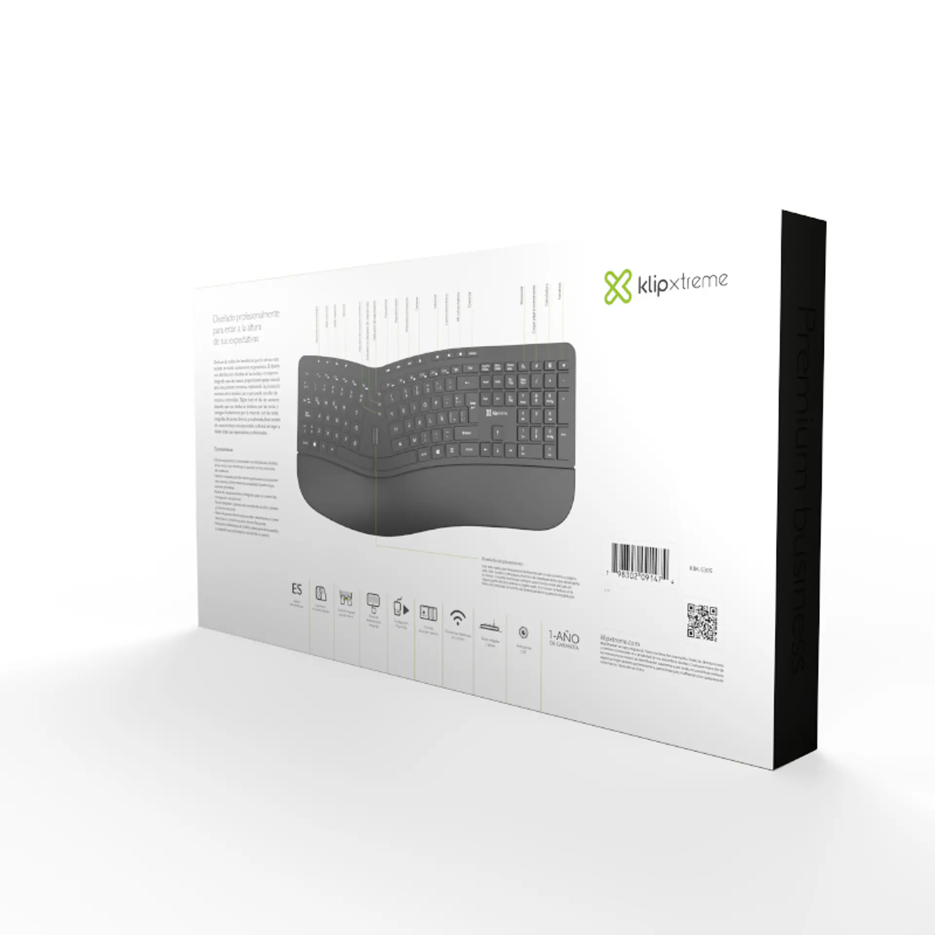 Teclado inalámbrico ergonómico Klip Xtreme Transcend Wireless KBK-530S en español negro por mayor 3