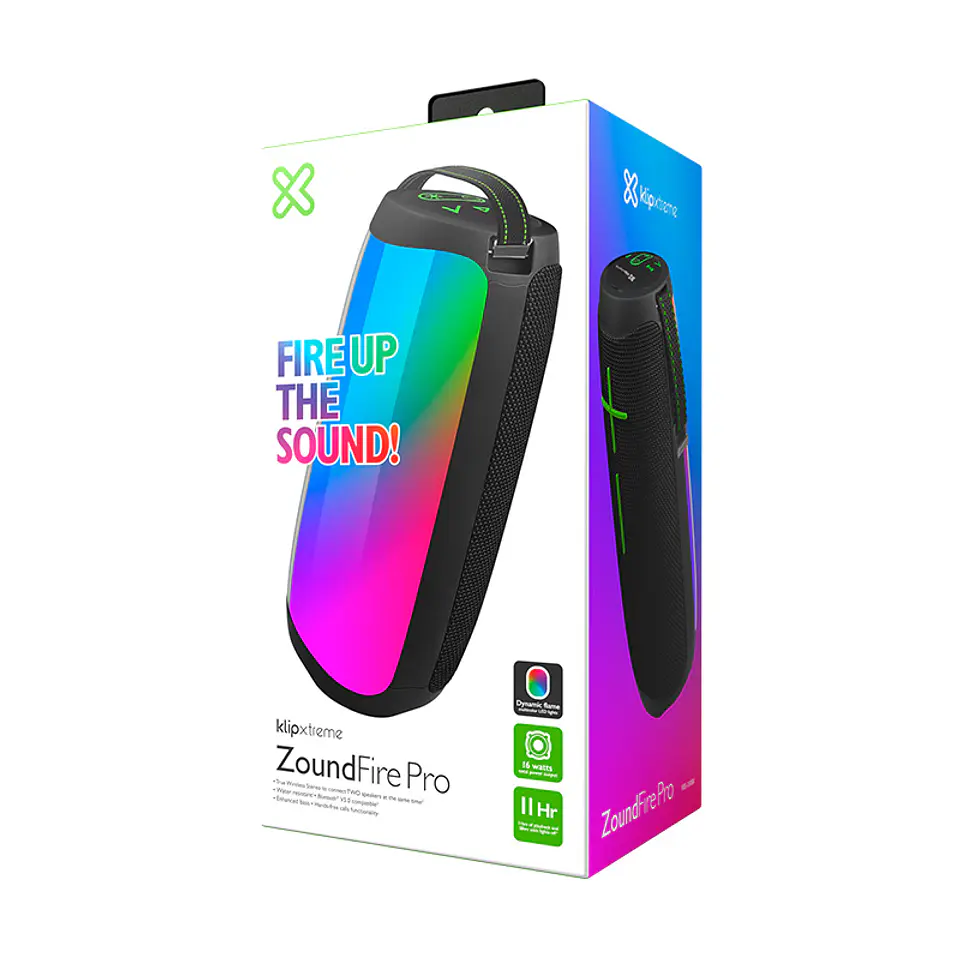 Parlante Bluetooth Klip Xtreme ZoundFire Pro KBS-350BK 16 W RMS con luces LED de llama - Negro por mayor 4