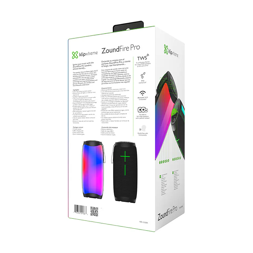 Parlante Bluetooth Klip Xtreme ZoundFire Pro KBS-350BK 16 W RMS con luces LED de llama - Negro por mayor 5