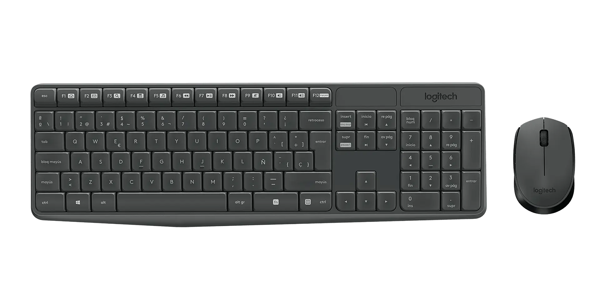 Combo teclado y mouse Logitech MK235 inalámbrico español gris por mayor 1