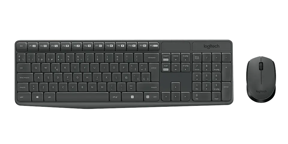 Combo teclado y mouse Logitech MK235 inalámbrico español gris por mayor 1