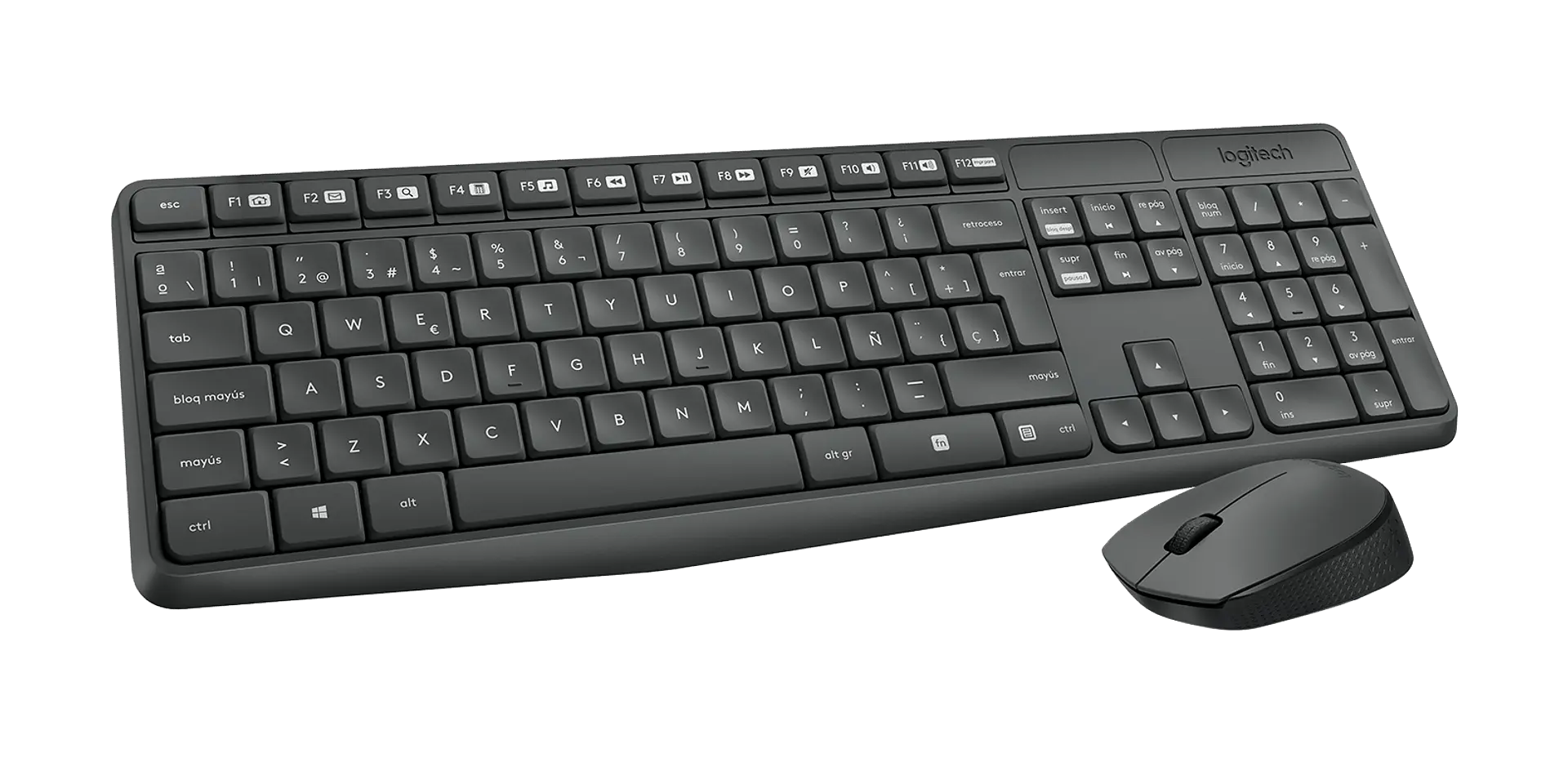 Combo teclado y mouse Logitech MK235 inalámbrico español gris por mayor 2