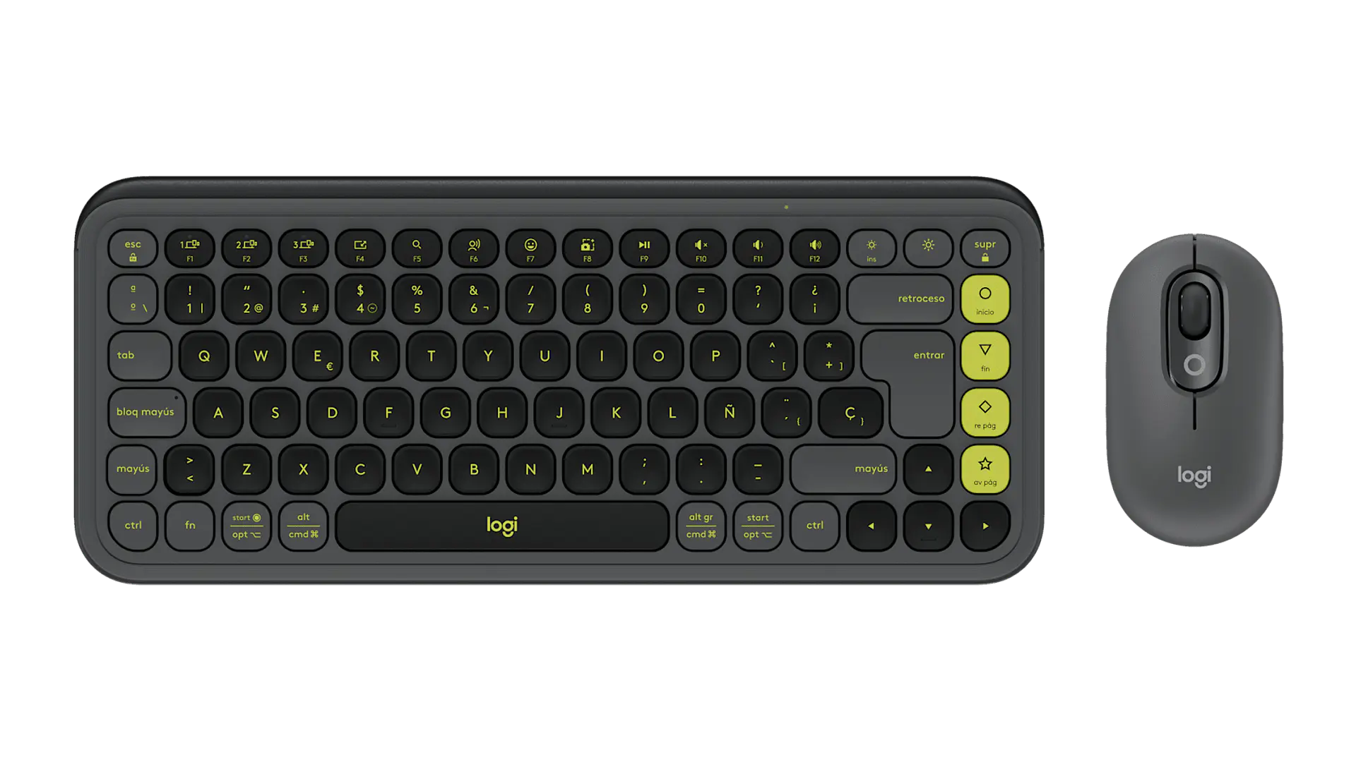 Combo teclado y mouse Logitech POP Icon Bluetooth español grafito y verde por mayor 1