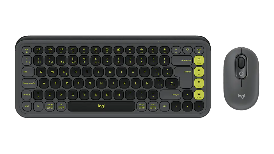 Combo teclado y mouse Logitech POP Icon Bluetooth español grafito y verde por mayor 1