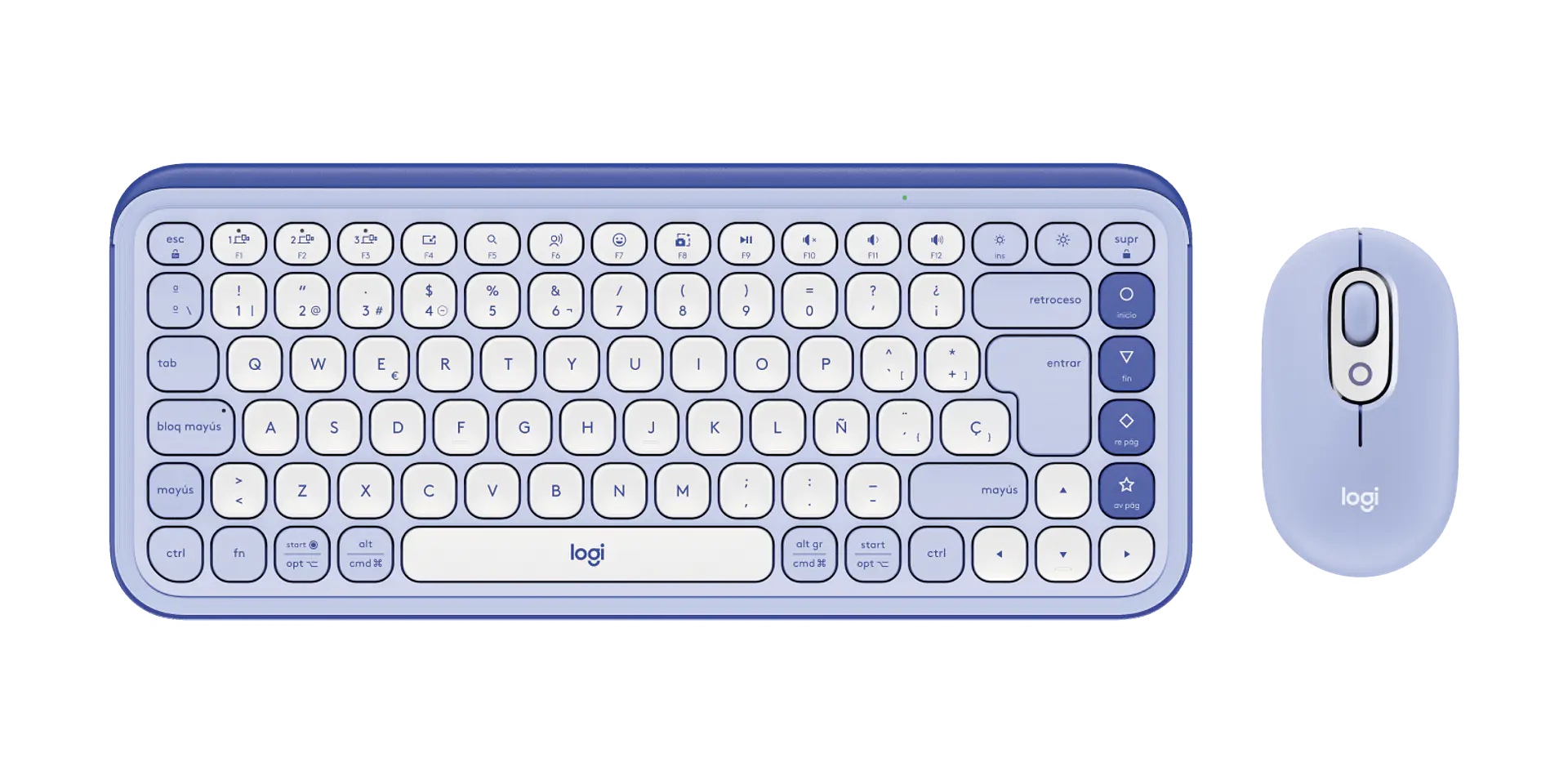 Combo teclado y mouse Logitech POP Icon Bluetooth español lila y blanco crudo por mayor 1
