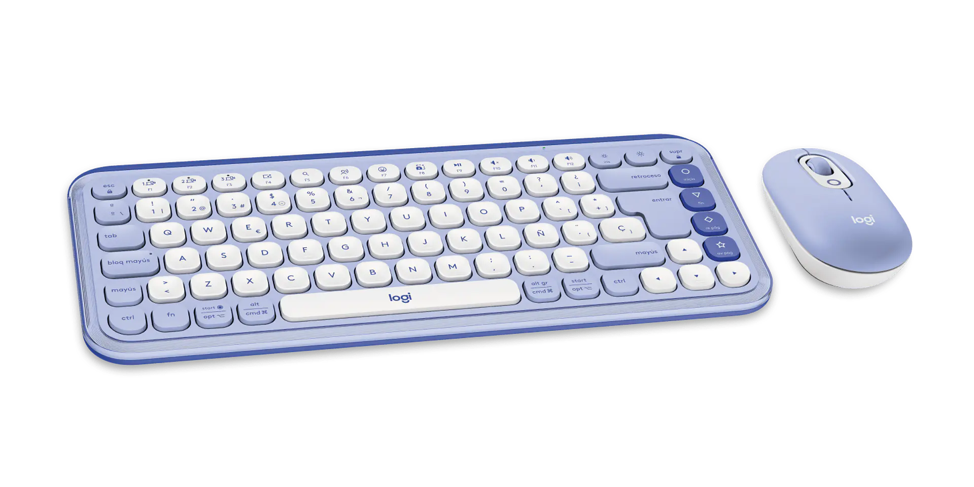 Combo teclado y mouse Logitech POP Icon Bluetooth español lila y blanco crudo por mayor 2