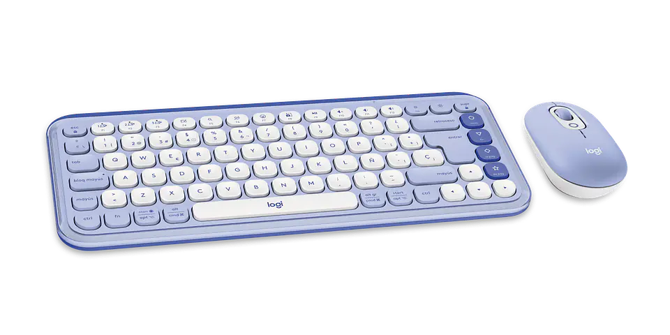Combo teclado y mouse Logitech POP Icon Bluetooth español lila y blanco crudo por mayor 2