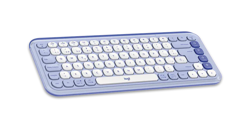 Combo teclado y mouse Logitech POP Icon Bluetooth español lila y blanco crudo por mayor 3