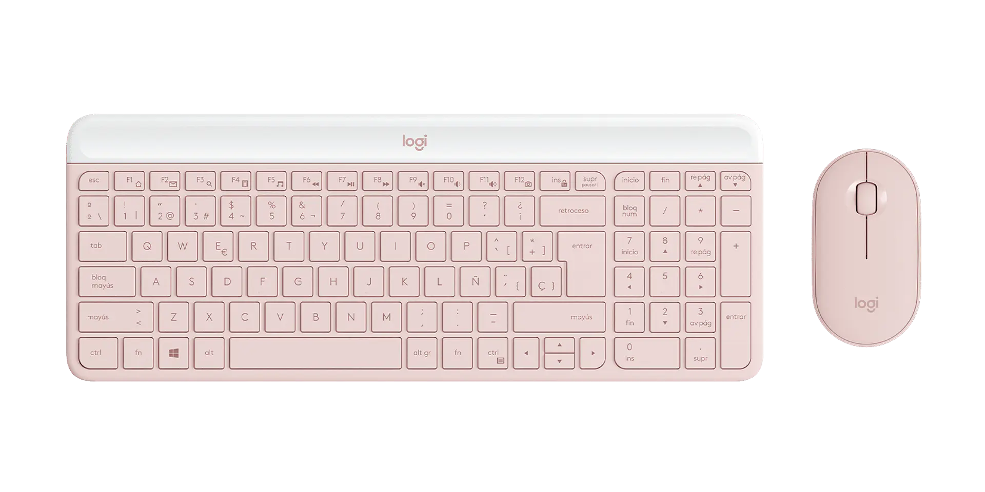Combo teclado y mouse Logitech MK470 Slim español rosa por mayor 1