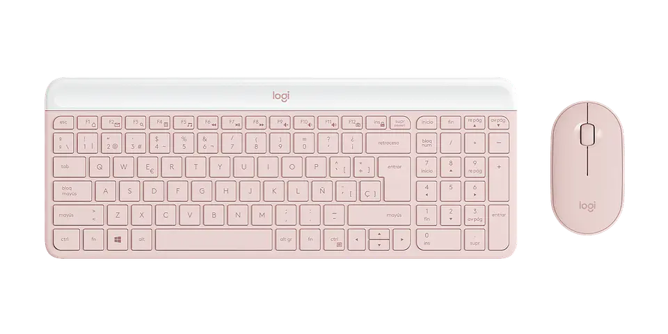 Combo teclado y mouse Logitech MK470 Slim español rosa por mayor 1