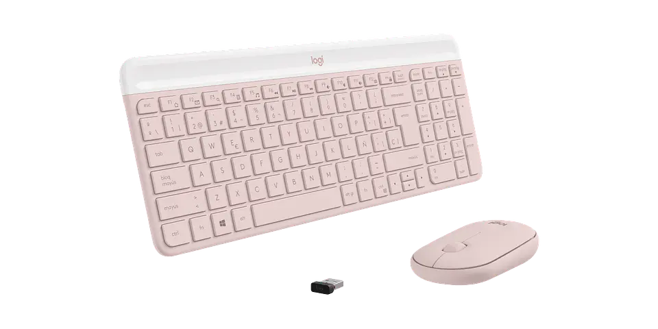 Combo teclado y mouse Logitech MK470 Slim español rosa por mayor 3