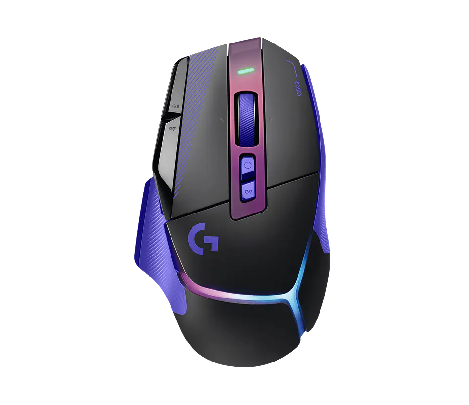 Mouse gamer inalámbrico RGB Logitech G502 X PLUS negro/morado por mayor 1