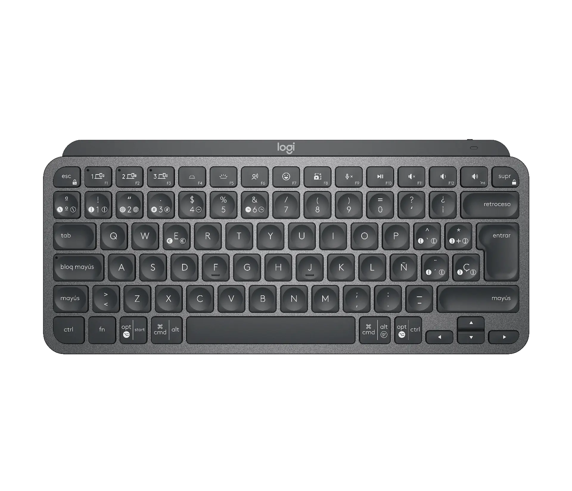 Teclado Logitech MX Keys Mini inalámbrico iluminado español grafito por mayor 1
