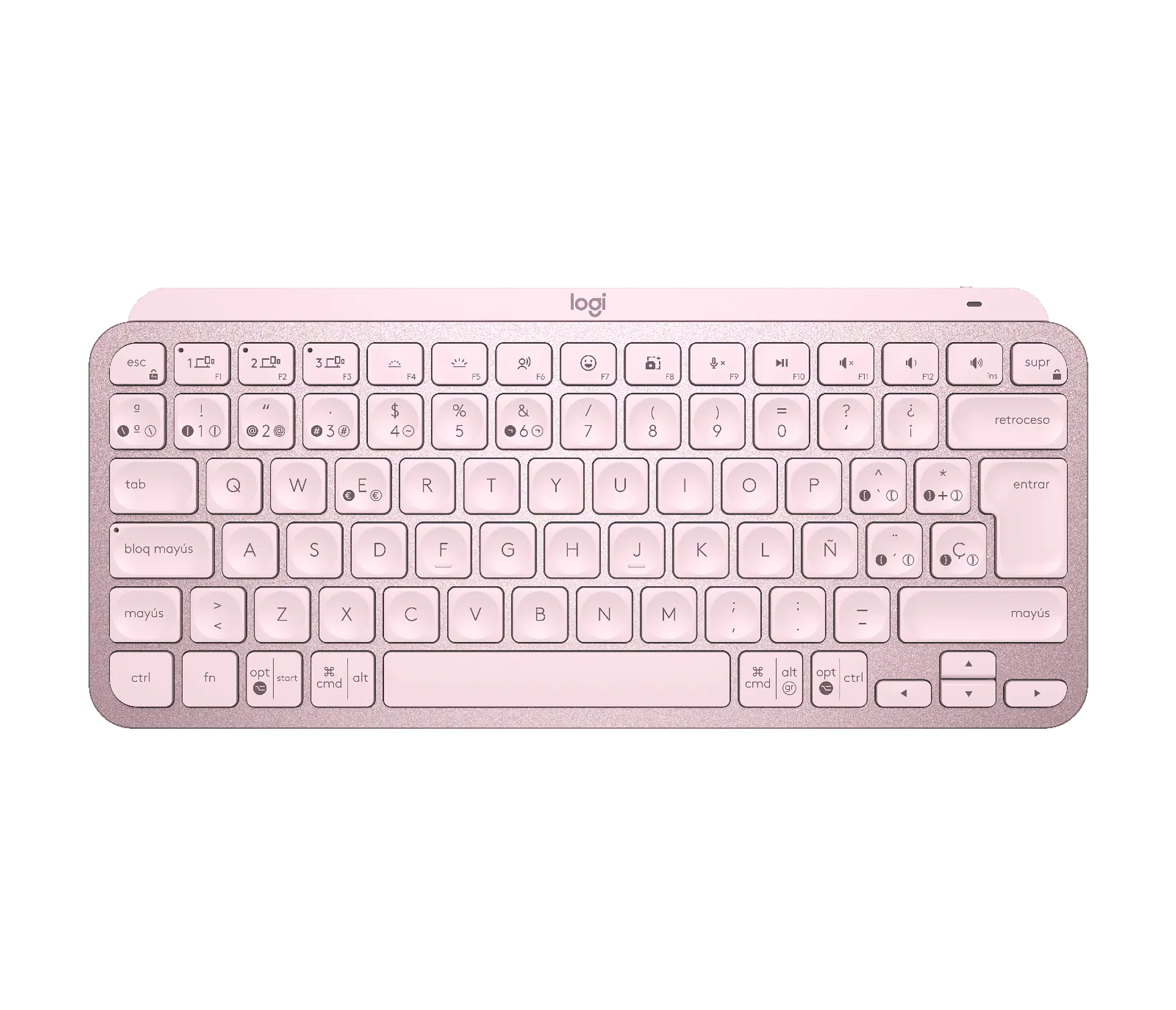 Teclado Logitech MX Keys Mini inalámbrico iluminado español rosa por mayor 1