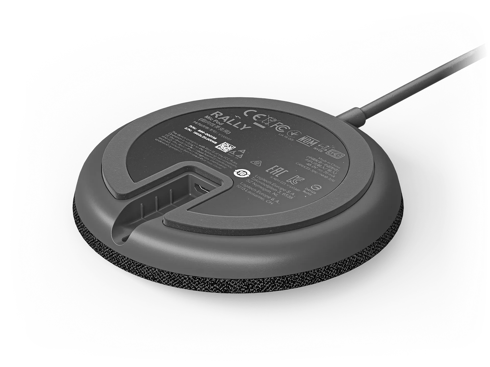 Micrófono de sala Logitech Rally Mic Pod grafito por mayor 3