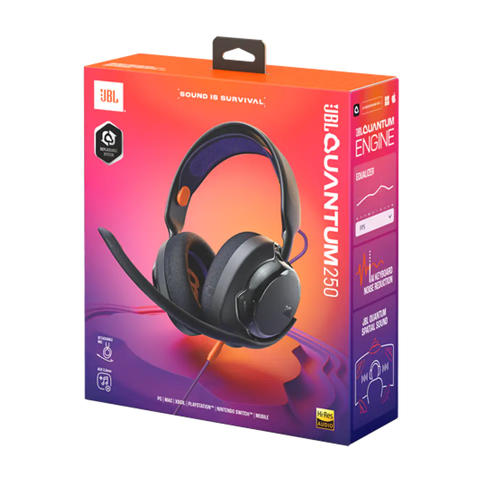 Audífonos gamer JBL Quantum 250 por mayor - Negro 6