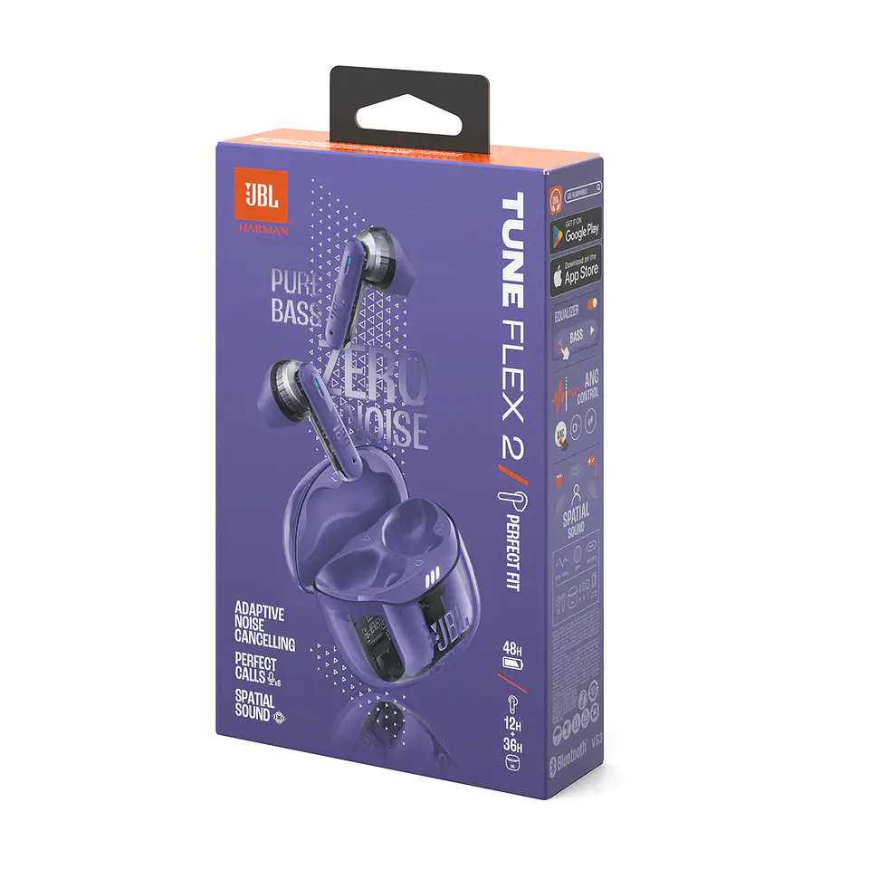 Audífonos TWS ANC JBL Tune Flex 2 Ghost Edition por mayor - Morado translúcido 2