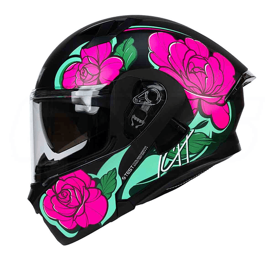 Casco moto ich 3120 abatible florwrish fc.n con sun visor certificación dot