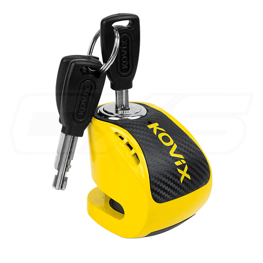 Candado Disco Moto Kovix Kns6 amarillo Pin 6mm Con Alarma 120db