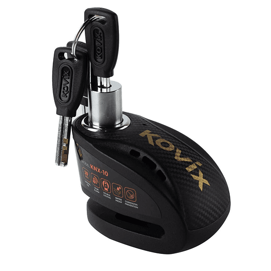 Candado disco para moto kovix knx10 negro con alarma 120db seguro de 10mm doble lock