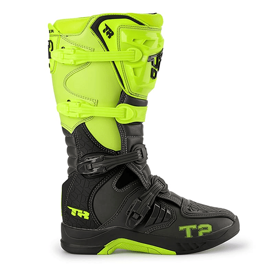 Botas para moto tiger racing t2 negro amarillo fluor motocross enduro