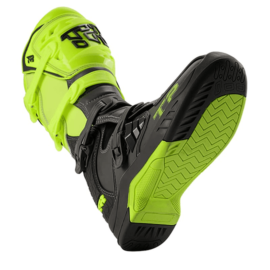 Botas para moto tiger racing t2 negro amarillo fluor motocross enduro
