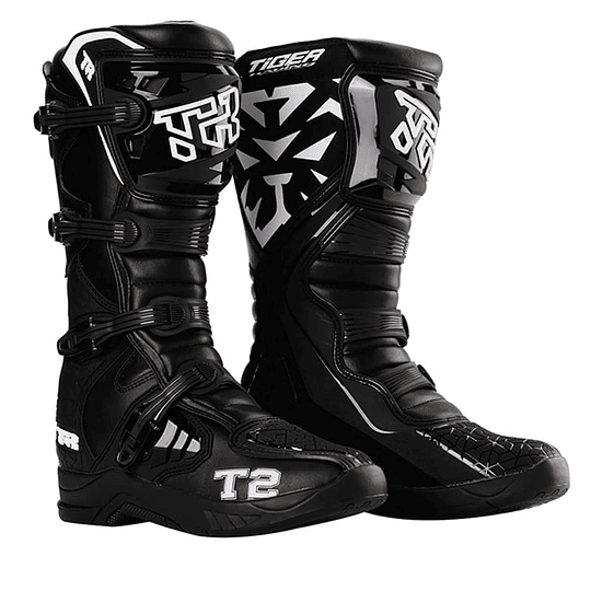 Botas para moto tiger racing t2 negro motocross enduro