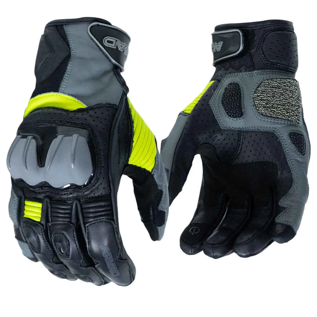Guantes para moto armad gear strong cuero panel touch manga