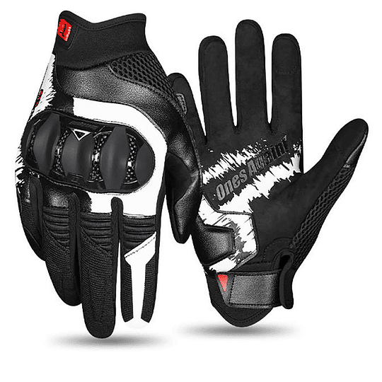 Guantes para moto ones again mg30 negro blanco con protecciones touch
