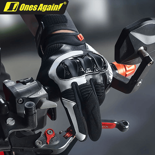Guantes para moto ones again mg30 negro blanco con protecciones touch