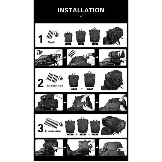 Bolso impermeable para moto rhinowalk mt21620 20 litros multi uso