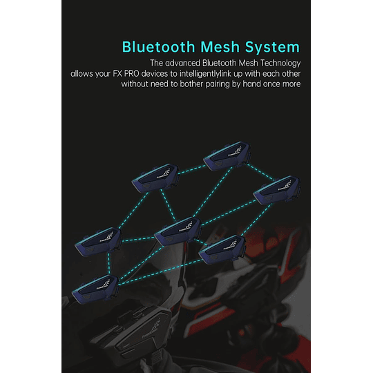 Manos libres freedconn FX pro para casco moto IP67 intercomunicador mesh 6 vías