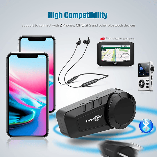 Manos libres freedconn KY pro para casco moto IP65 intercomunicador 6 vías