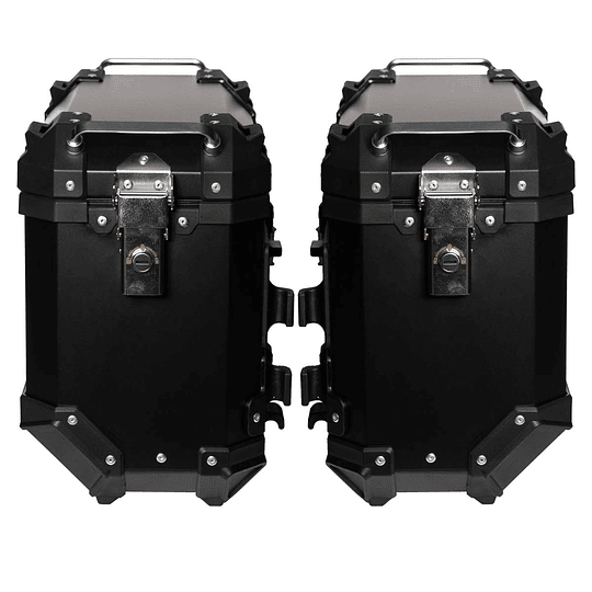 Maletas laterales para moto 4rs v39 v2 aluminio black 72 litros universal desmontables